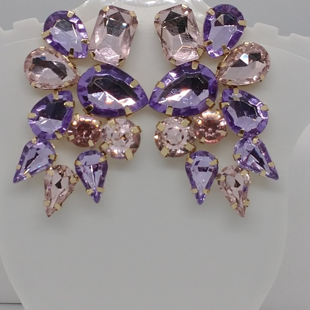 Earrings / Geometric Dangle Drop Earrings Multicolored Crystal Statement…